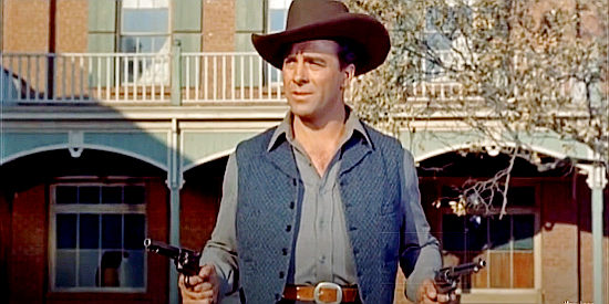 Bruce Cowling as Wyatt Earp, trying to prevent a gunfight between his friends in Masterson of Kansas (1954)