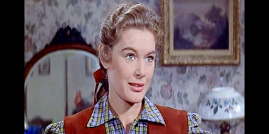 Diane Brewster as Martha Morse, trying desperately to hold onto her home and range rights in King of the Wild Stallions (1959)