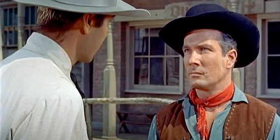 Donald Murphy as Virgil Earp, arguing against a showdown between Bat and Doc in Masterson of Kansas (1954)