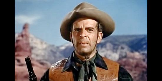 Douglas Kennedy as Cliff Taggert, stirring up trouble with the Apaches again in Indian Uprising (1952)