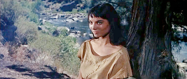 Elsa Martinelli as Onahti, the Indian maiden who captures Johnn Hawks' attention, then his heart in The Indian Fighter (1955)