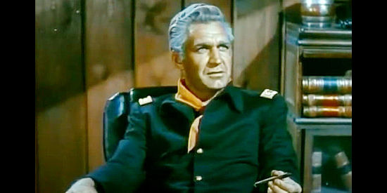 Forrest Tucker as Col. Unger, trying to keep Capt. Calhoun in line in Oh! Susanna (1951)