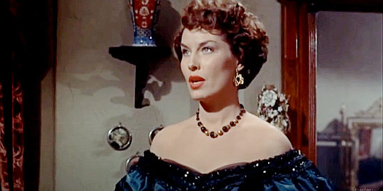 Jean Willes as Dallas Corey, wife of the key witness against Merrick in Masterson of Kansas (1954)
