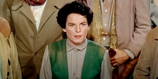Mercedes McCambridge as Emma Small, trying to force Vienna to leave the area in Johnny Guitar (1954)