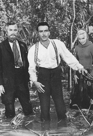 Nigel Patrick as Professor Stiles, Montgomery Clift as John Shawnessy and Eva Marie Saint as Nell Gaither in Raintree County (1957)