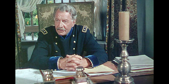 Robert Barrat as Gov. Lew Wallace, trying to stop the Lincoln County War in The Kid from Texas (1950)