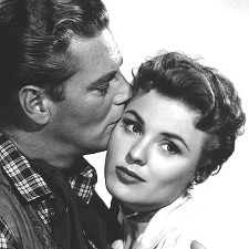 William Bishop as Glen Hayden with Kathleen Crowley as Fran Maroon in The Phantom Stagecoach (1957)