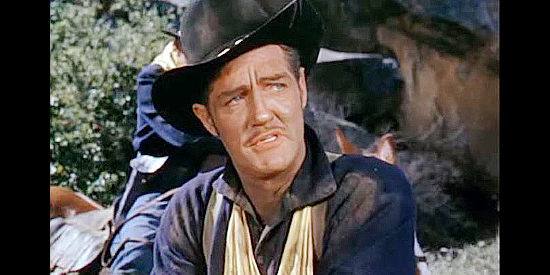 William Tannen as Spargo, a Reb in a Union uniform, tricking Jack McCall in giving him a map to headquarters in Jack McCall, Desperado (1954)