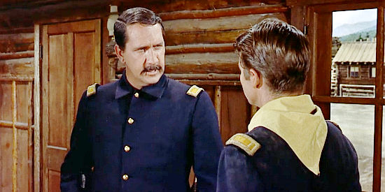 Ainslie Pryor as Col. Chivington, the commander who's attack on a peaceful village starts the Indian trouble in The Guns of Fort Petticoat (1957)