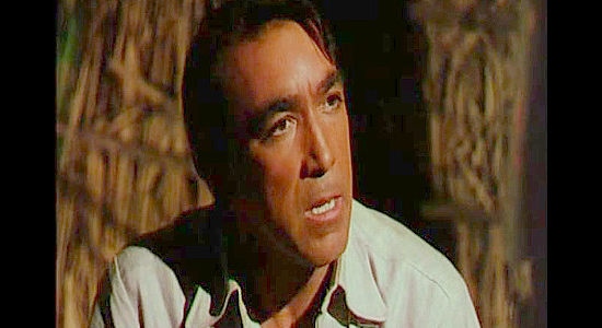 Anthony Quinn as Osceola, holding out hope for peace between the Seminole and the whites in Seminole (1953)