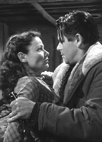Gene Tierney as Marcia Stoddard and Glenn Ford as Jim Canfield in The Secret of Convict Lake (1951)