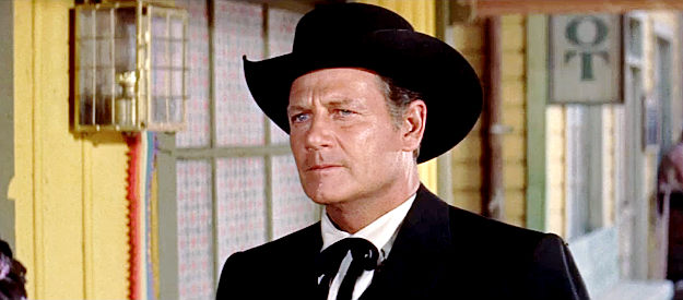 Joel McCrea as Bat Masterson, determined to bring law and order to town in The Gunfight at Dodge City (1959)