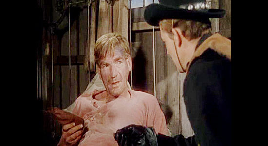 John Dierkes as Arnie, considering an offer of $300 from Bill Taff in return for killing Moffatt in Silver City (1951)