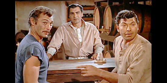 Lee Van Cleef as Adam Grant, Anthony Caruso as Marcus Vizzini and Claude Akins as Aaron Grant in Joe Dakota (1957)