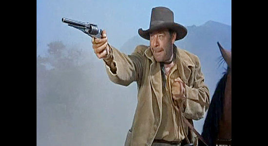 Lon Chaney Jr. as Pete Elm, helping lead a raid to steal a herd of horses from the Union in Springfield Rifle (1952)