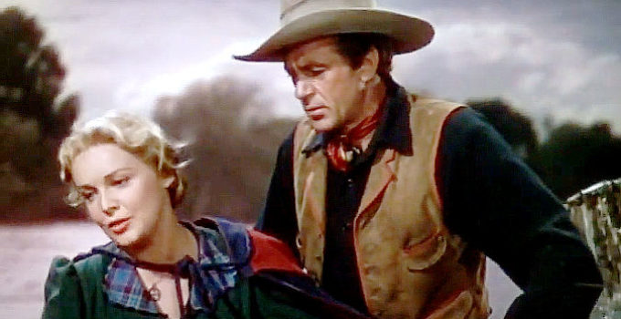 Madeleine Carroll as April Logan and Gary Cooper as Dusty Rivers in North West Mounted Police (1940)