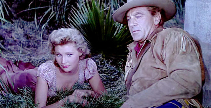 Mari Aldon as Judy Beckett and Gary Cooper as Capt. Quincy Wyatt in Distant Drums (1951)