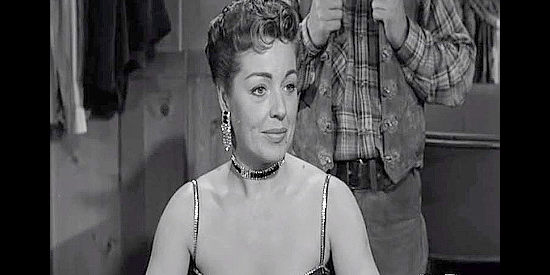 Mary Beth Hughes as Cleo, the lady gambler who does Max Reno's bidding in Gun Battle at Monterey (1957)