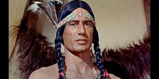 Michael Morgan as Afraid of Horses, a Sioux chief against any dealings with the whites in The Gun That Won the West (1955)
