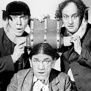 Moe Howard, Shemp Howard and Larry Fine as The Three Stooges in Gold Raiders (1951)