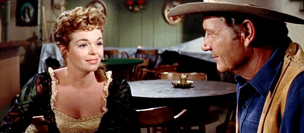 Nancy Gates as Lilly, co-owner of a saloon called the Lady Gay with Bat Masterson (Joel McCrea) in The Gunfight at Dodge City (1959)