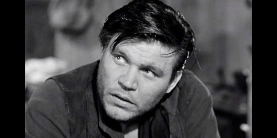 Neville Brand as Jubal Santee, hoping to someday start a ranch with his brother in Gun Brothers (1956)