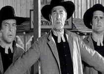 Gordon Jones as Wilber Clegg, Randolph Scott as Buck Devlin and James Garner as John Maitland in Shoot-out at Medicine Bend (1957)