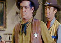 John Cliff as Sheriff Cass, caught by surprise by Blue Chip Coburn in Gunsmoke in Tucson (1958)