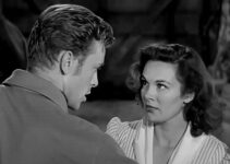 Skip Homeier as Clay Anderson and Patricia Medina as Peg Jarrett in Stranger at My Door (1956)