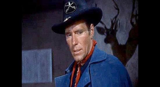 Philip Carey as Capt. Tennick, demanding Kearney be court-martialed for cowardice in Springfield Rifle (1952)