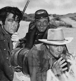 Richard Lightner as Lt. Johnson, Guinn Williams as Sgt. Snow and Gary Cooper as Maj. Lex Kearney in Springfield Rifle (1952)