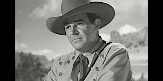 Rod Cameron as Carl Miller, deciding to sacrifice a herd to save the lives of 49 Texans in San Antone (1953)