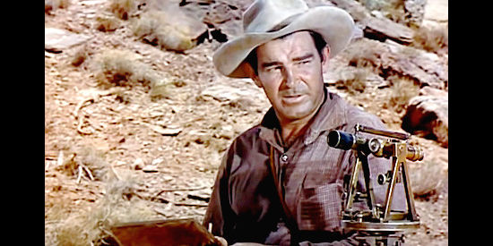 Rod Cameron as Edward Beale, searching for a new path to California and surveying the way in Southwest Passage (1954)