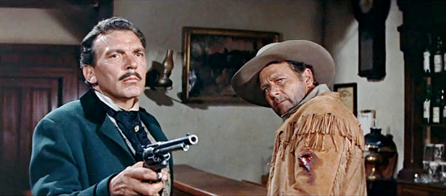 Walter Coy as Ben Townsend, longtime friend of Bat Masterson (Joel McCrea), defending him when he's wounded in The Gunfight at Dodge City (1959)