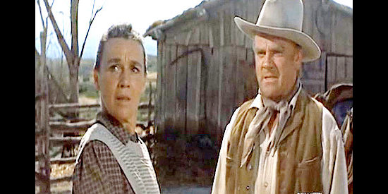 Jeanette Nolan as Mrs. Peterson as Jeremy Rodock (James Cagney) encourages her to head back East in Tribute to a Bad Man (1956)