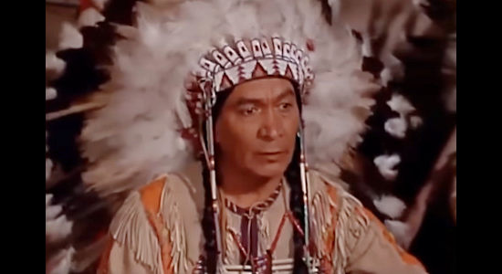 John War Eagle as Sitting Bull, White Bull's uncle, contemplating war with the whites in Tonka (1956)