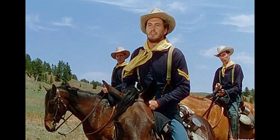 Rock Hudson as Sgt. Hanna, about to run into trouble with the Sioux in Tomahawk (1951)