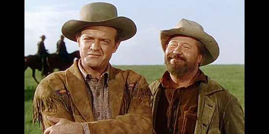 Van Heflin as Jim Bridger with scouting partner Sol Beckworth (Jack Oakie) in Tomahawk (1951)