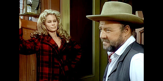 Dana Elcar as saloon owner Marv Green with Karen Black as Jenny SImms in A Gunfight (1971)