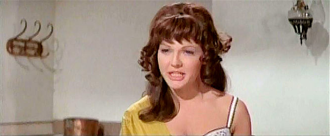 Sharon De Bord as Sara Jean, reacting angrily to John O'Hanlan's plans to close The Cheyenne Social Club (1970)
