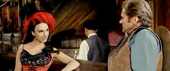 Adriana Ambesi as Annette, making sure Jack Balman (William Berger) gets a cool reception in Tombstone in Ringo's Big Night (1965)