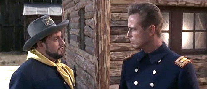 Angel Ortiz as the Sergeant and Joachim Hansen as Capt. Jackson in Black Eagle of Sante Fe (1965)