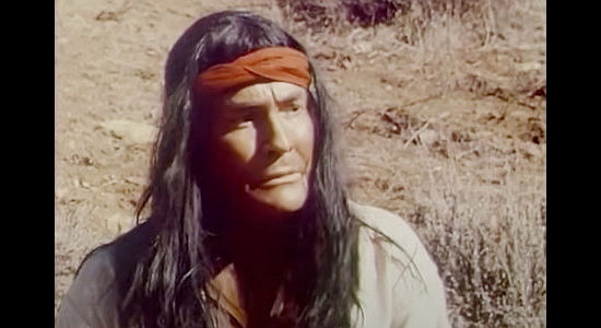 Dan Kemp as Vittorio, mourning the loss of his fellow tribesmen in Cry Blood, Apache (1970)