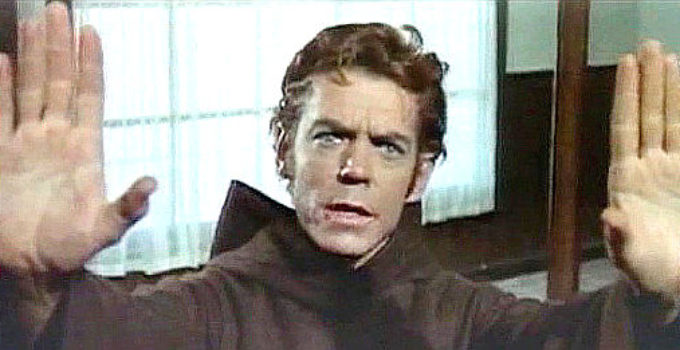 Jack Betts (Hunt Powes) as Padre Santo in Greatest Robbery in the West (1967)
