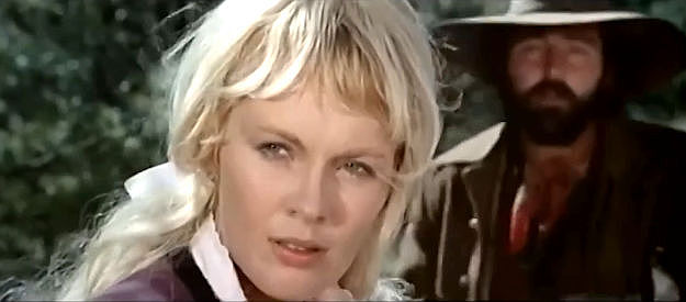 Jean Seberg as Alexandra Mountford, coming face to face with her husband's killer in Macho Callahan (1970)
