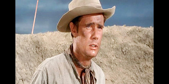 John Lupton as Bailey, the poet and weak-willed Confederate escapee in Escape from Fort Bravo (1953)