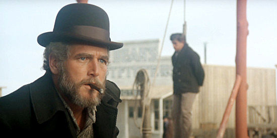 Paul Newman as Judge Roy Bean, realizing civilization is closing in on him and his town in The Life and Times of Judge Roy Bean (1972)