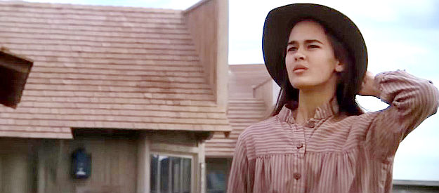 Sydney Penny as Megan Wheeler, watching the Preacher ride away in Pale Rider (1985)