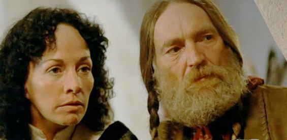 Isela Vega as Josephina and Willie Nelson as Barbarosa, together again albeit briefly in Barbarosa (1982)