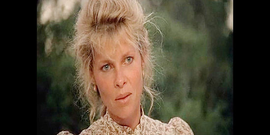 Kate Capshaw as Susanna McKaskel, realizing the danger her family faces on the trek West in The Quick and the Dead (1987)